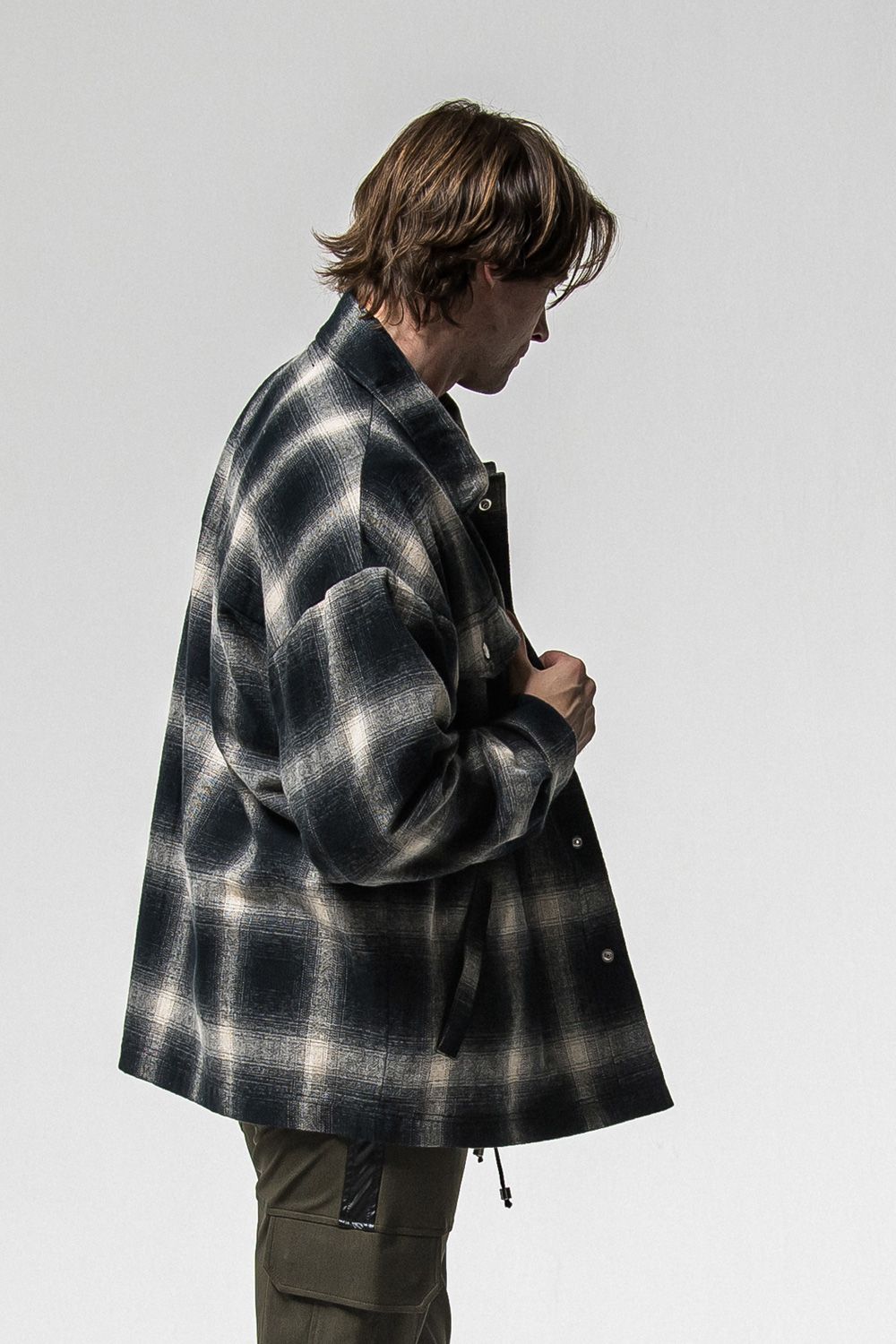 FLANNEL CHECK JK / フランネル チェック ジャケット (ブラック) (10月中旬入荷予定) ※オーダー締切：9月1日(月)18:00