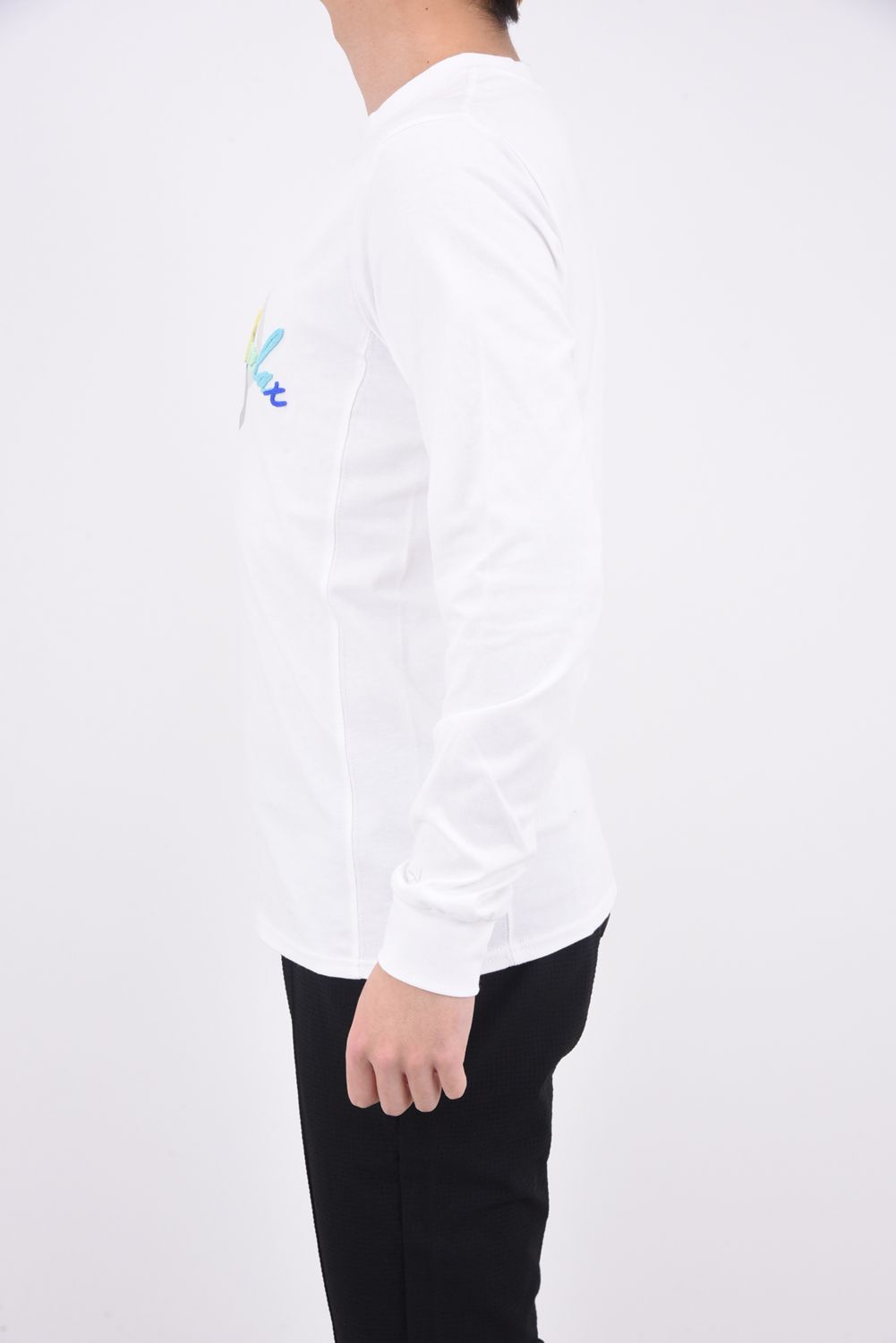 TOOTHBRUSH EMBROIDERY LONG T-SHIRTS / 3D レインボーロゴ ロング Tシャツ ホワイト