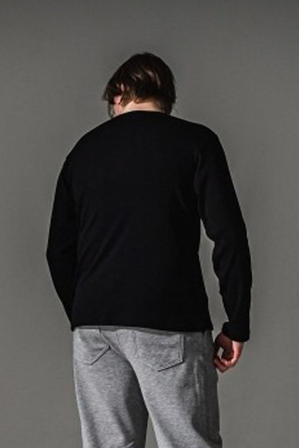 RIB HENRY LONGSLEAVE / ヘンリーネック リブニットロングスリーブTシャツ (ブラック)