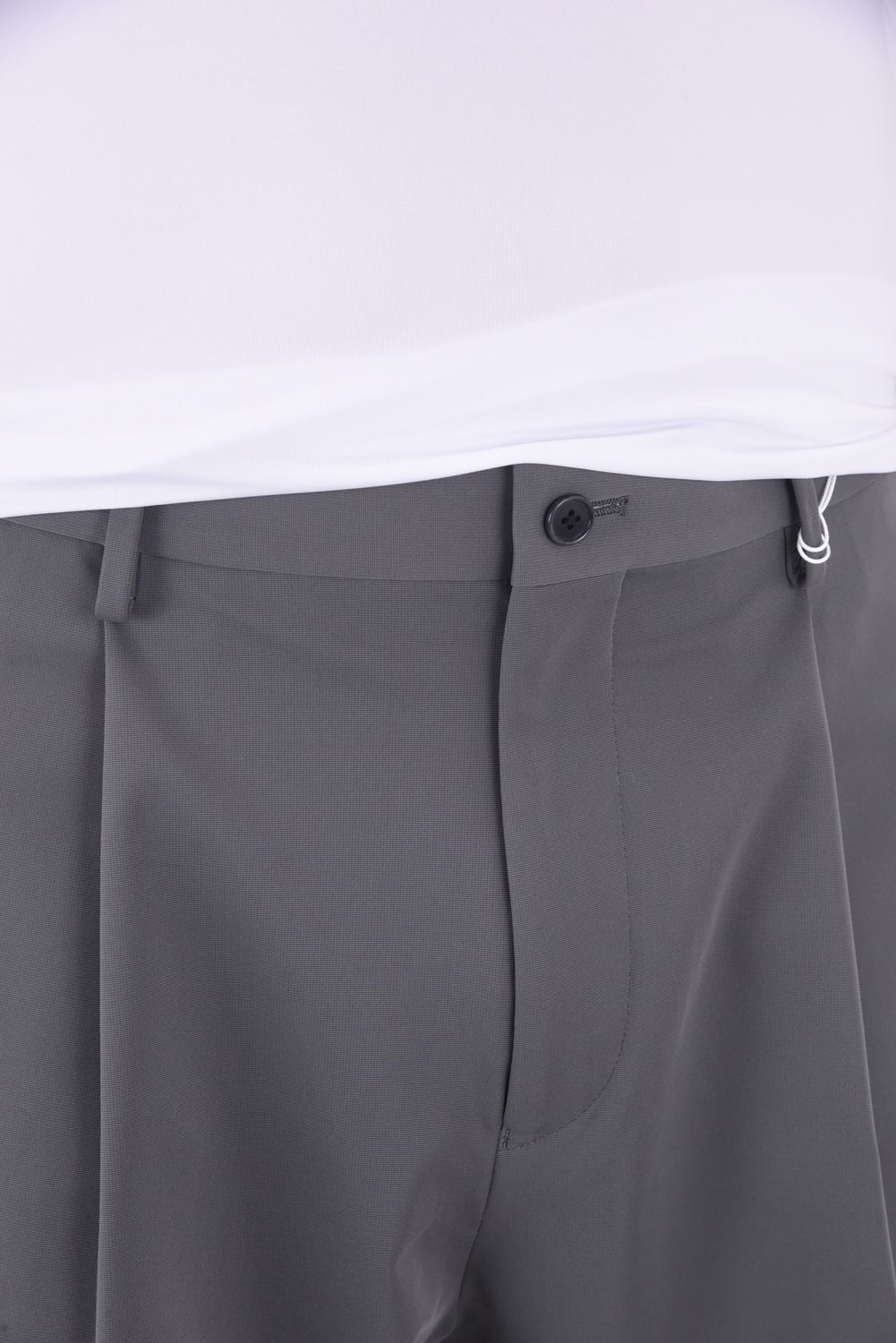 1OUT-PLEATS PANTS - STRETCH JERSEY / ポリエステルジャージー 1アウトプリーツ スラックス グレー
