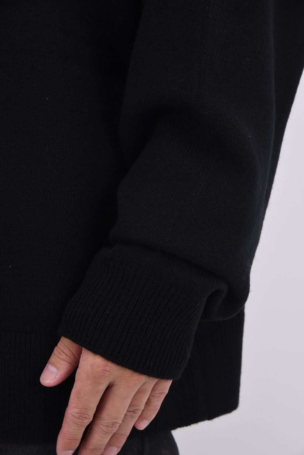 CREW NECK KNIT / ウール クルーネック ニット (ブラック)