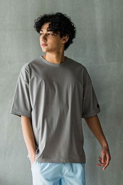 NYLON OVER T / ナイロンマイクロファイバー オーバーサイズTシャツ グレー