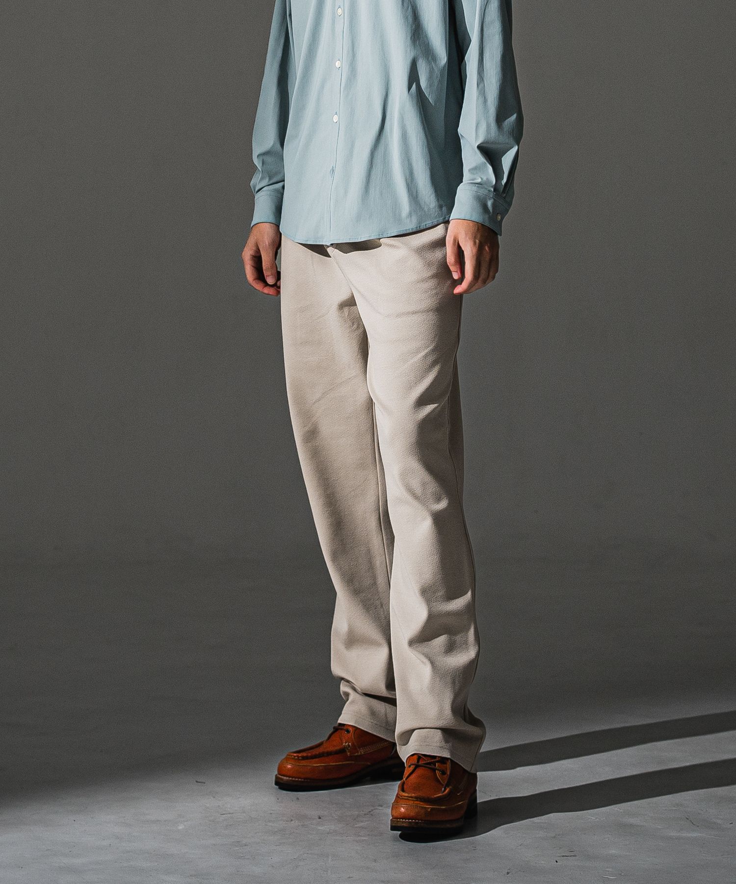 CHRIS EASY WIDE TUCK PANTS / ブリスターニット ワンタック イージーパンツ (ベージュ)（7月下旬入荷予定）※オーダー締切:5月23日(土)17時