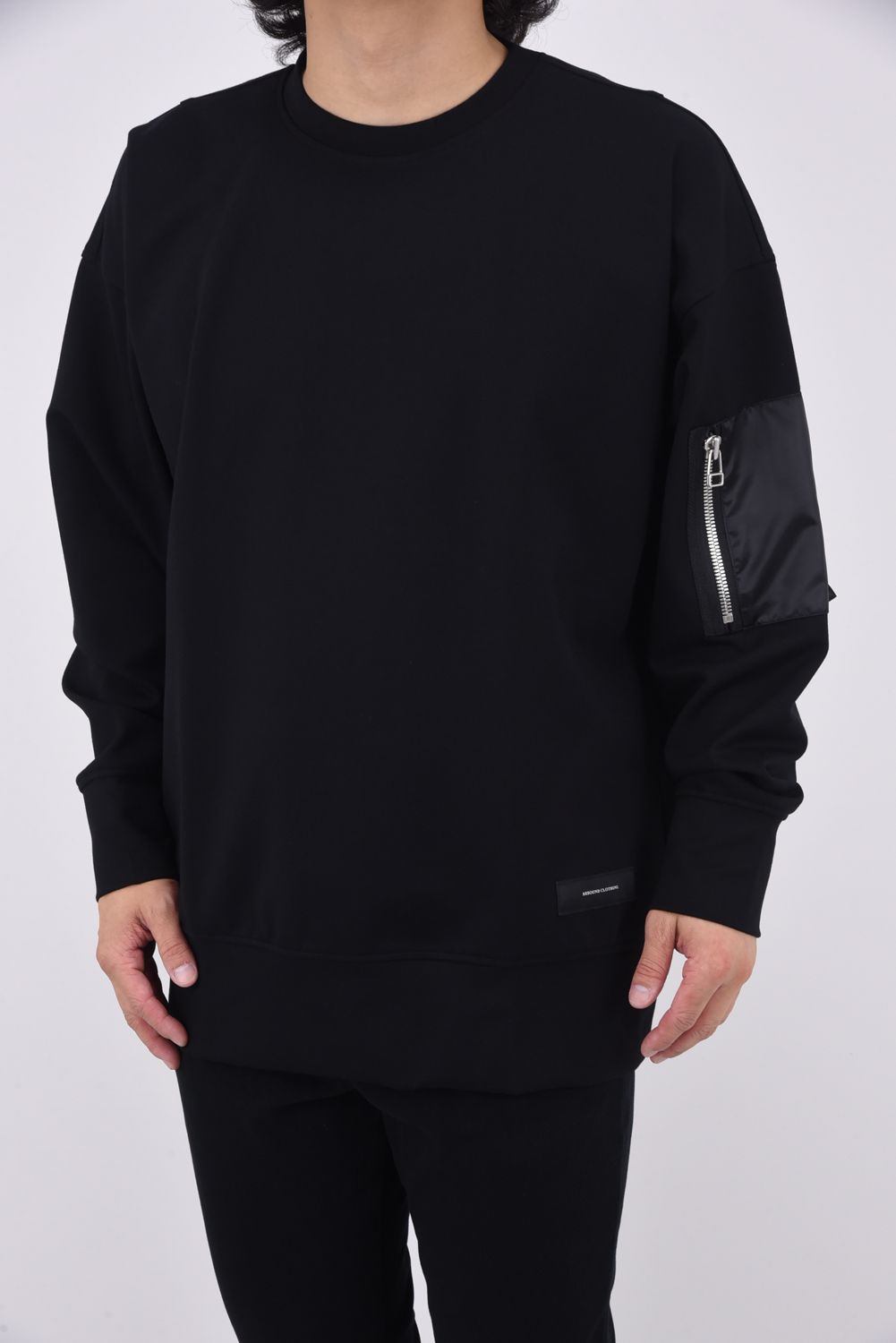 MILITARY POCKET LOOSE TRAINER / ミリタリーポケット ロングスリーブ ルーズトレーナー （ブラック）