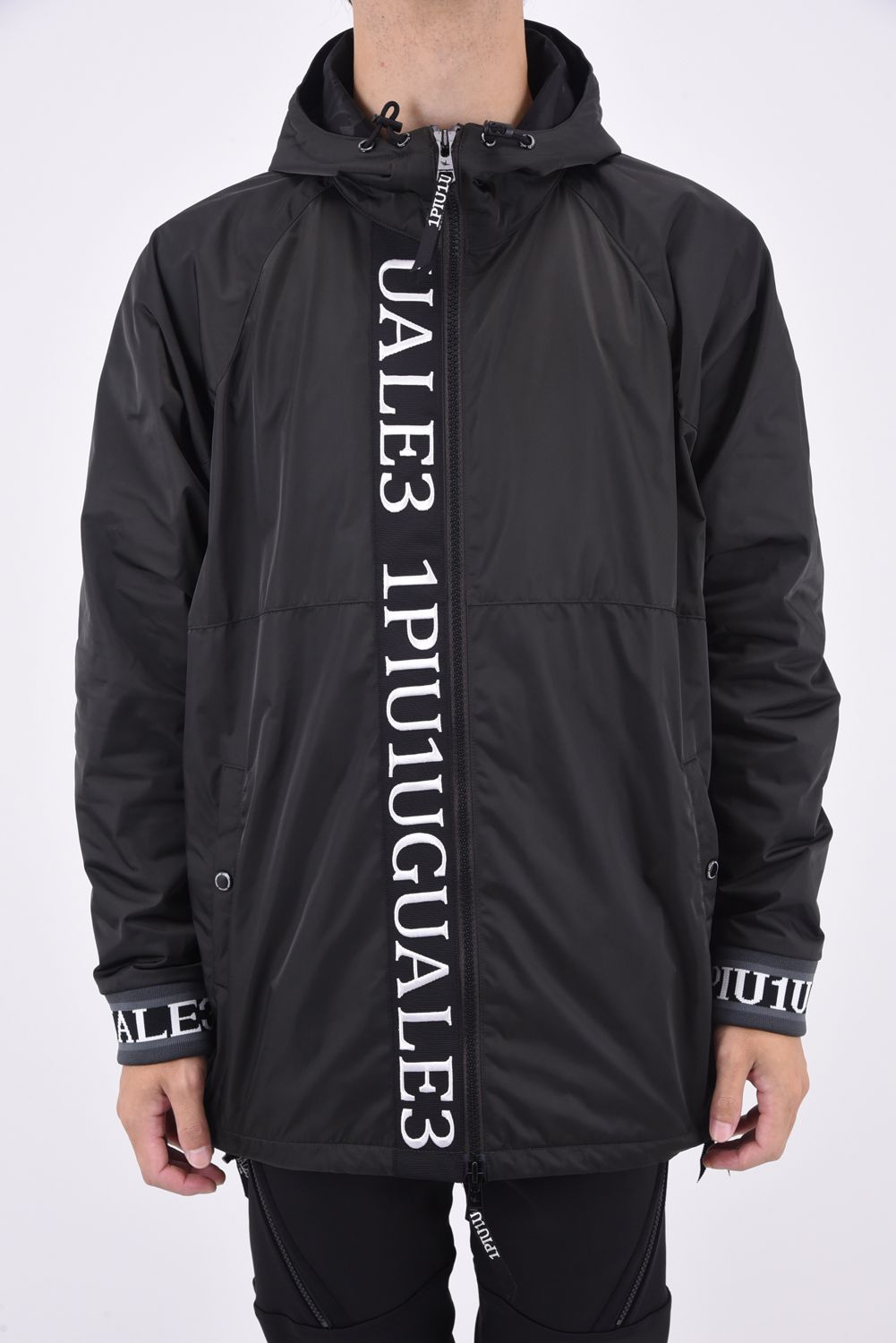 R[10] 113 HOODED DOLMAN BZ RIBBON TAPE LUXRY TAFTA / 113ロゴ ドルマン フーデッドジャケット チャコール