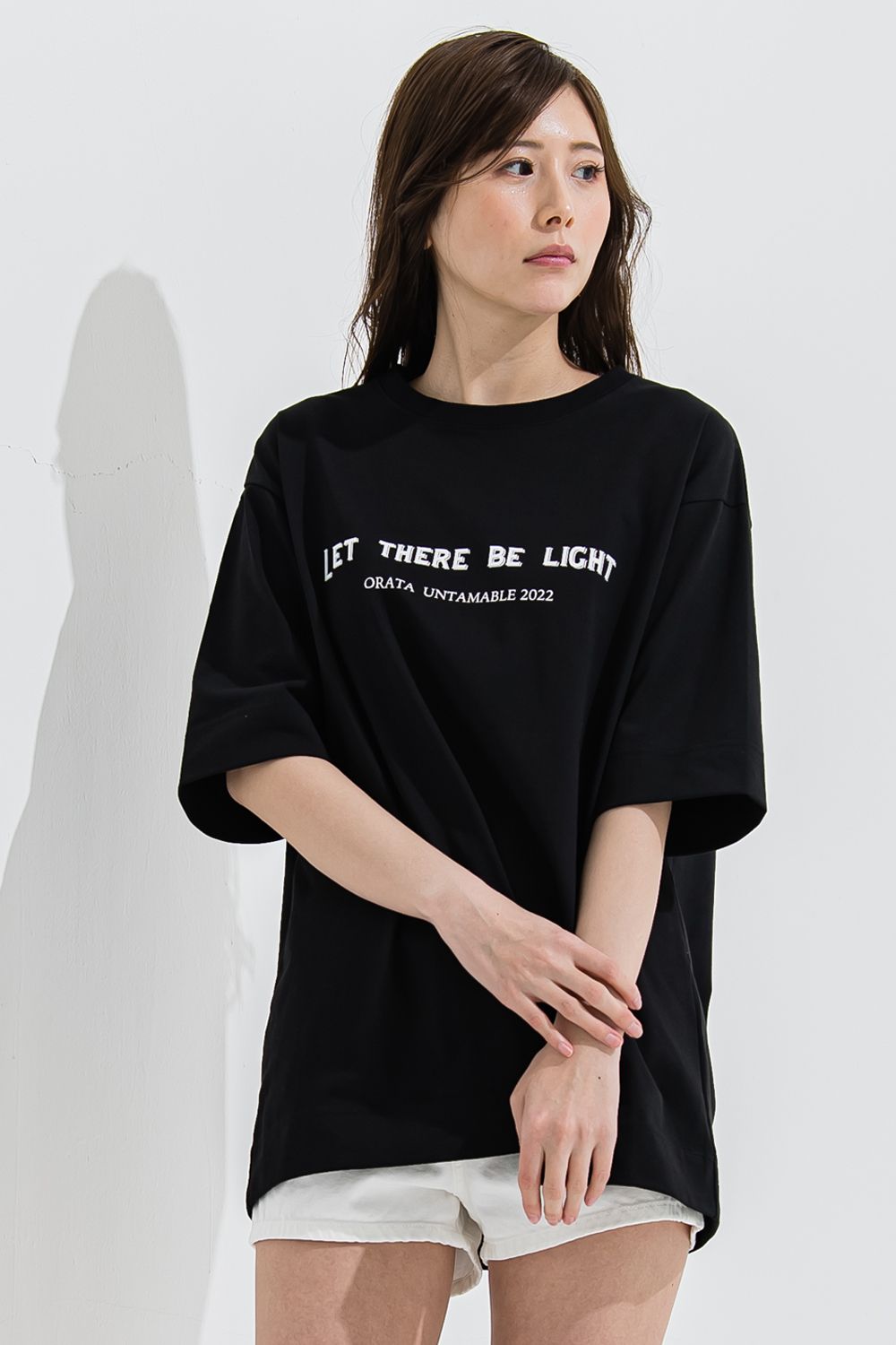 LIGHT crew T / メッセージプリント 半袖Tシャツ ブラック