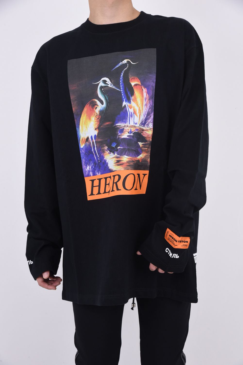 HERON PRESTON - Heron Times LS T-Shirt / ヘロン プリント クルー