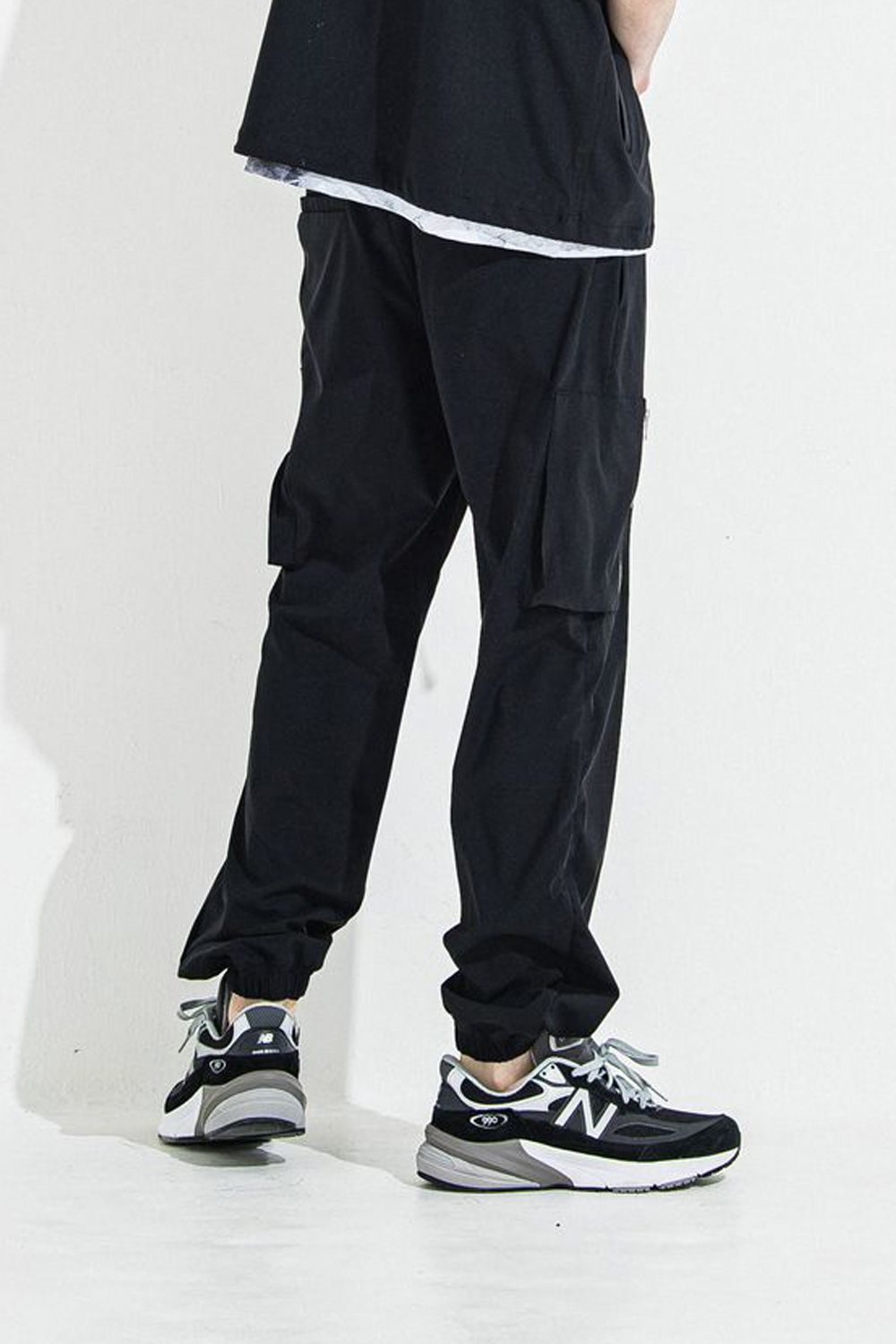 DAVID NYLON CARGO PANTS / ストレッチナイロン ミリタリーカーゴパンツ ブラック