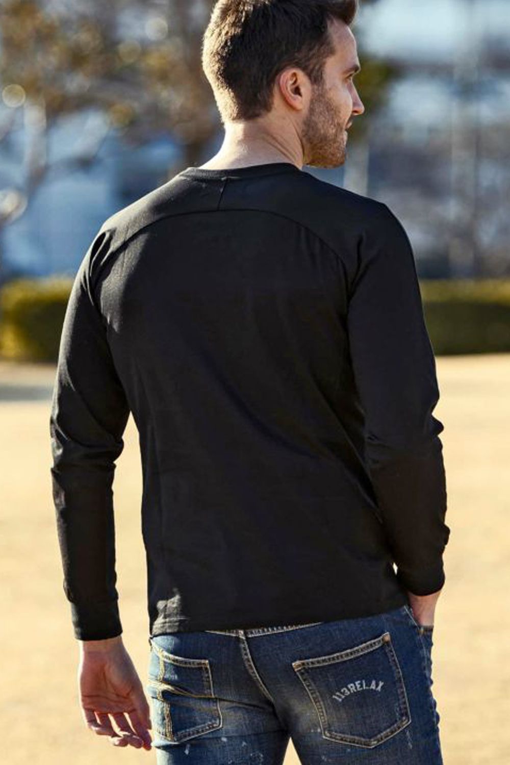 1PIU APPLIQUÉ LONG-SLEEVED T-SHIRT / ボアロゴ 刺繍 ロングTシャツ ブラック