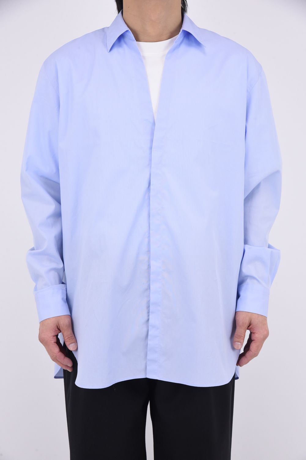 100/2 COTTON BROAD / コットンブロード スキッパーシャツ (サックス)