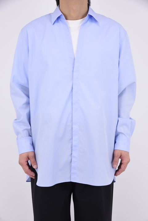 100/2 COTTON BROAD / コットンブロード スキッパーシャツ (サックス)