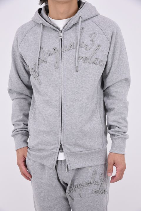 【26AW】 HEAVY FRENCH TERRY SCRIPT CODE LOGO HOODIE / フレンチテリー ロープロゴ ジップアップフーディー (グレー)