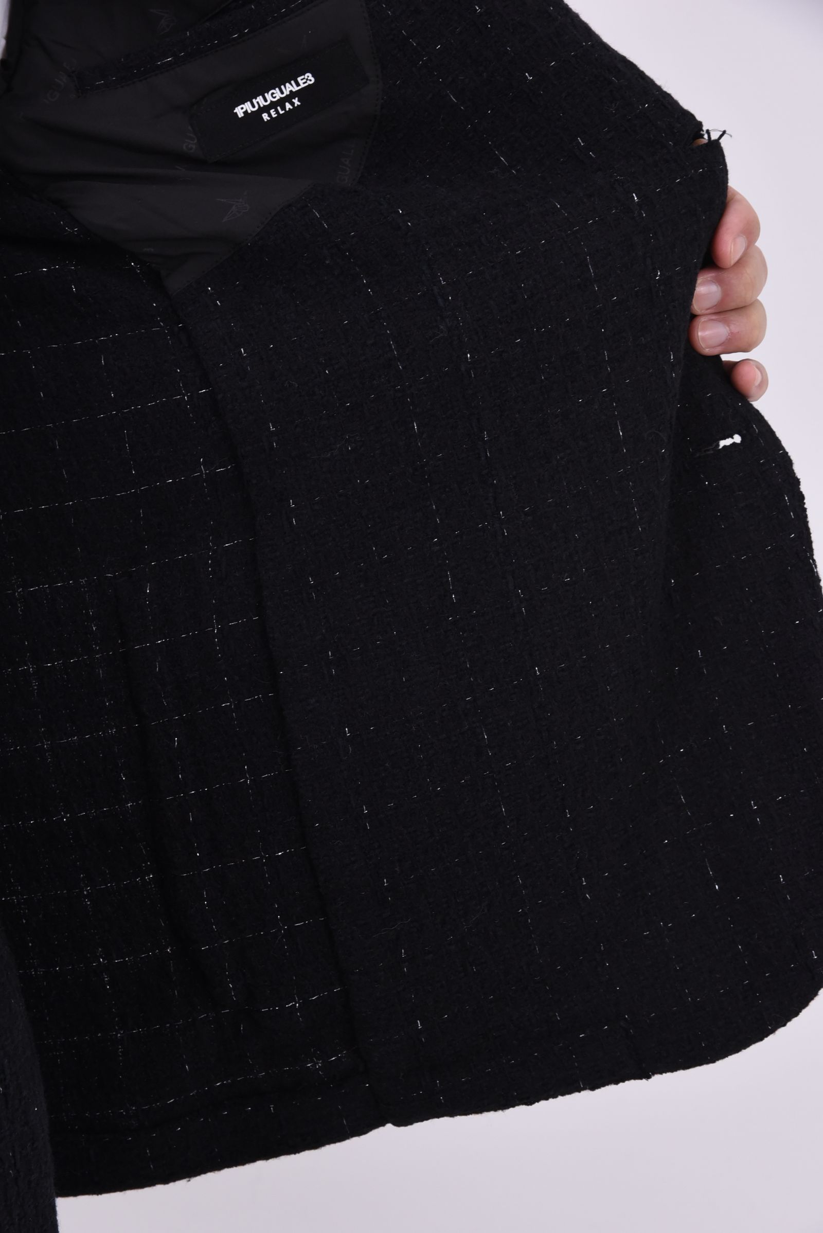 【26AW】【セットアップ】 LAME SQUARE JACQUARD JACKET & SLACKS / ファンシーツイード テーラードシングルジャケット&イージースラックス (ブラック)