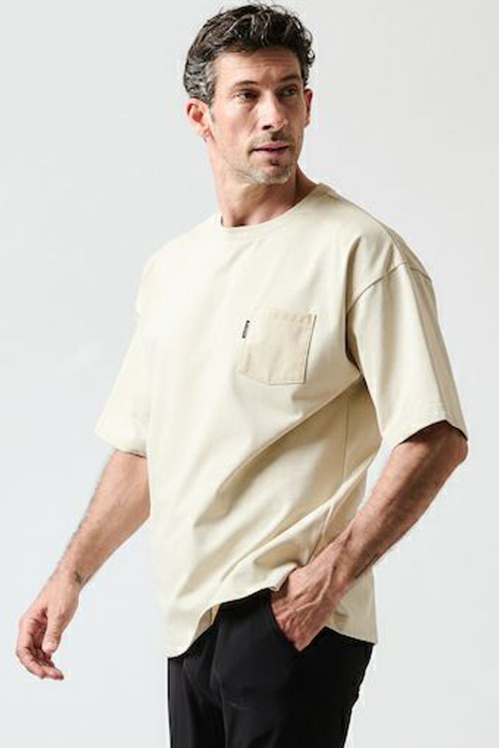 POCKET BIG T / ビッグシルエット ポケットTシャツ ライトベージュ