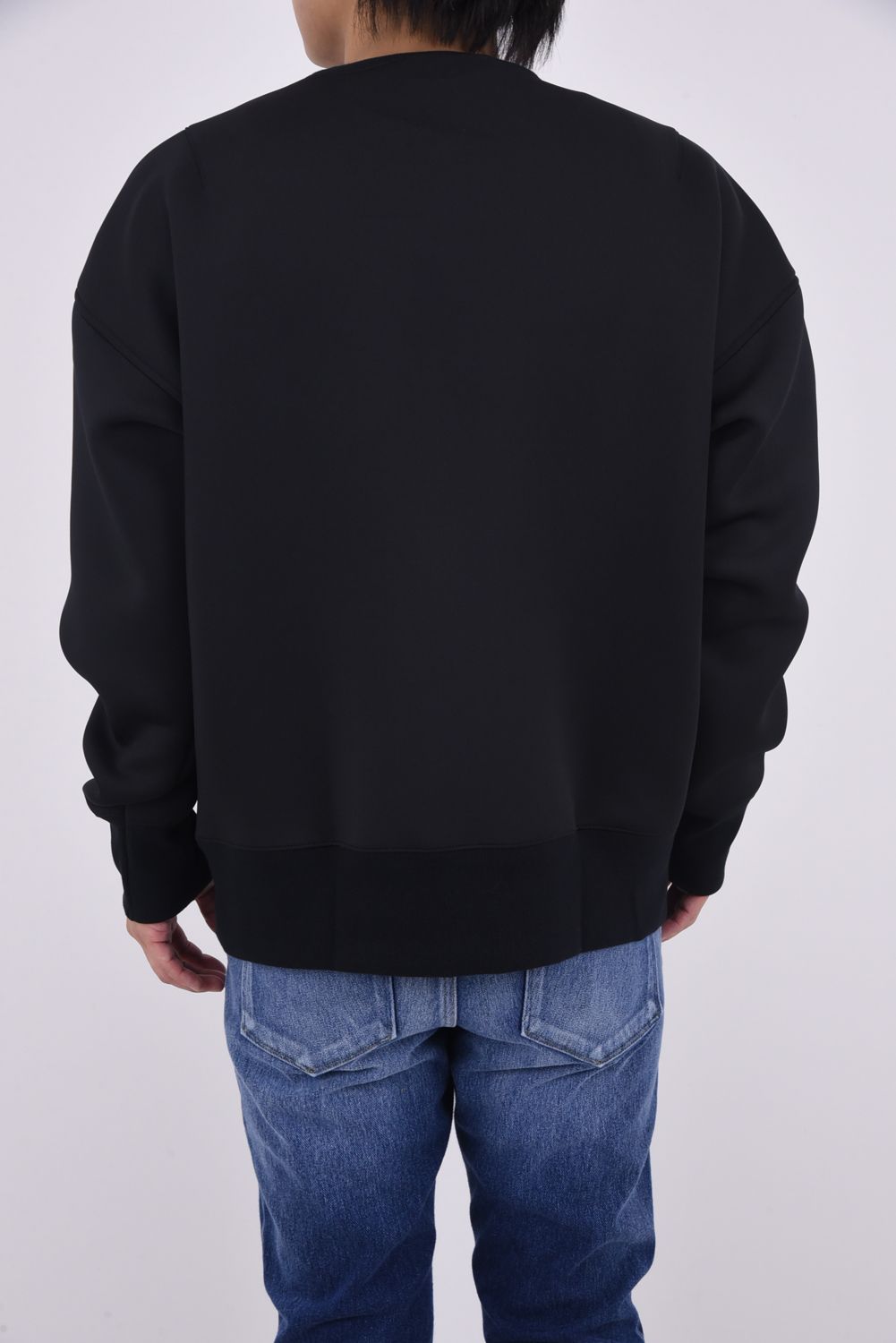 HD NOTHING drop trainer / ダンボール素材 メッセージロゴプリント ルーズフィット トレーナー ブラック