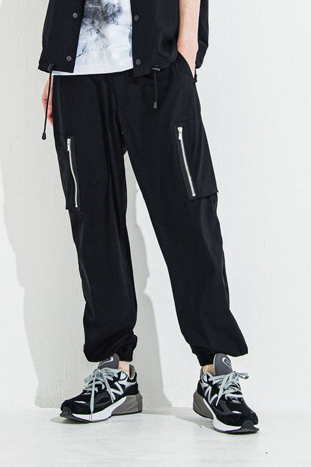 DAVID NYLON CARGO PANTS / ストレッチナイロン ミリタリーカーゴパンツ ブラック