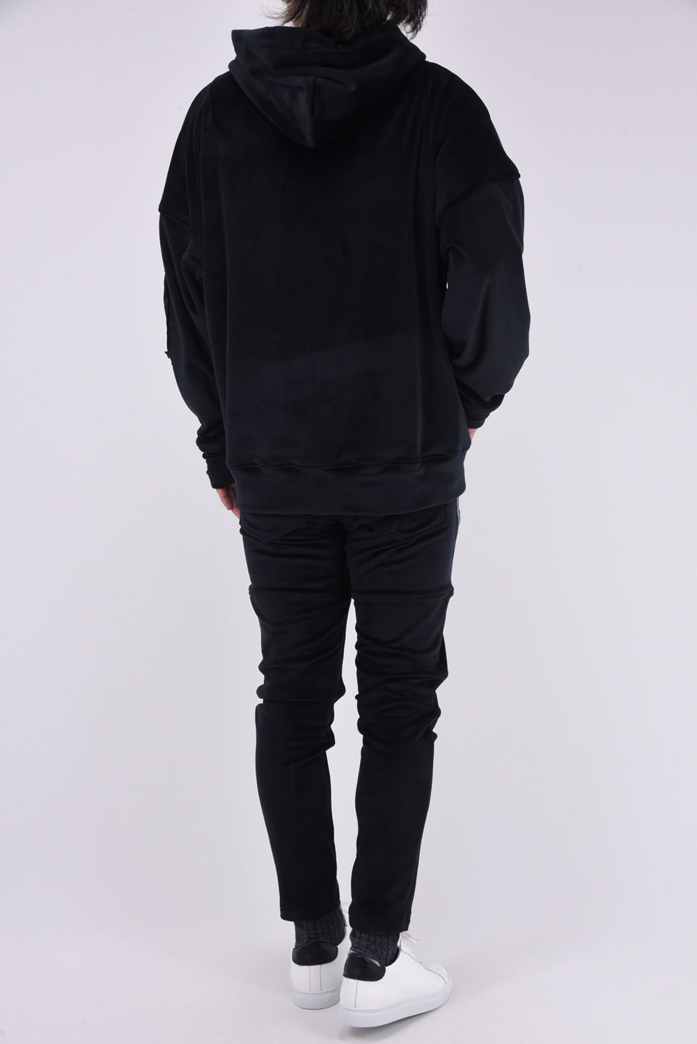 VELOURSFLEECE ZIP LOOSE HOODIE / ベロアフリース ジップアップパーカー （ブラック）