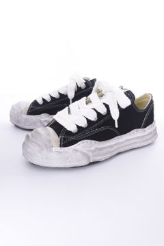 HANK LOW/ original distressed effect sole canvas High-Top sneaker / オリジナルソール キャンバスローカット スニーカー ブラック