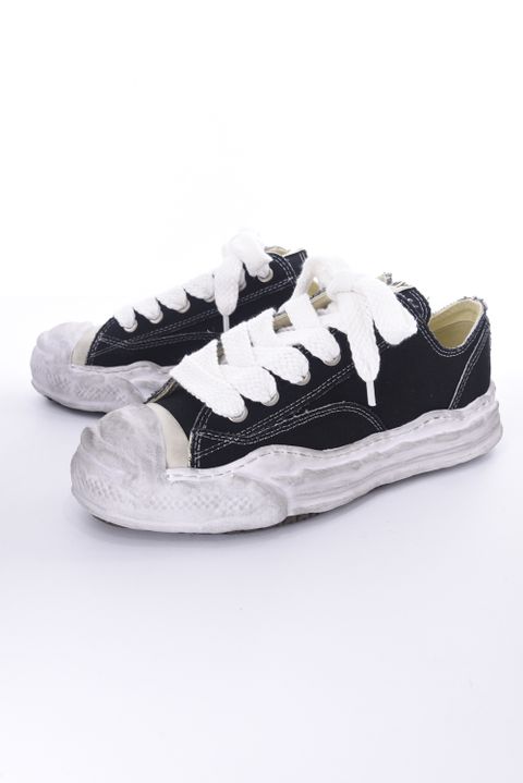 HANK LOW/ original distressed effect sole canvas High-Top sneaker / オリジナルソール キャンバスローカット スニーカー ブラック