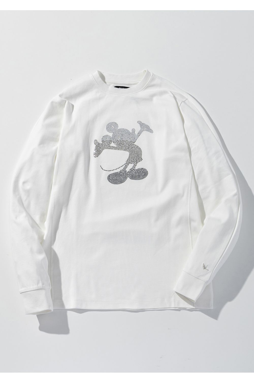 【26AW】 MICKEY SILHOUETTE GRADATION LINESTONE L/S / ミッキーシルエット グラデーション ラインストーン ロングスリーブTシャツ (ホワイト) (8月上旬入荷予定)