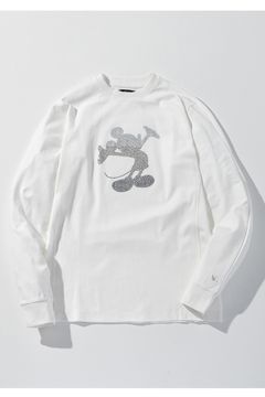 【26AW】 MICKEY SILHOUETTE GRADATION LINESTONE L/S / ミッキーシルエット グラデーション ラインストーン ロングスリーブTシャツ (ホワイト) (8月上旬入荷予定)