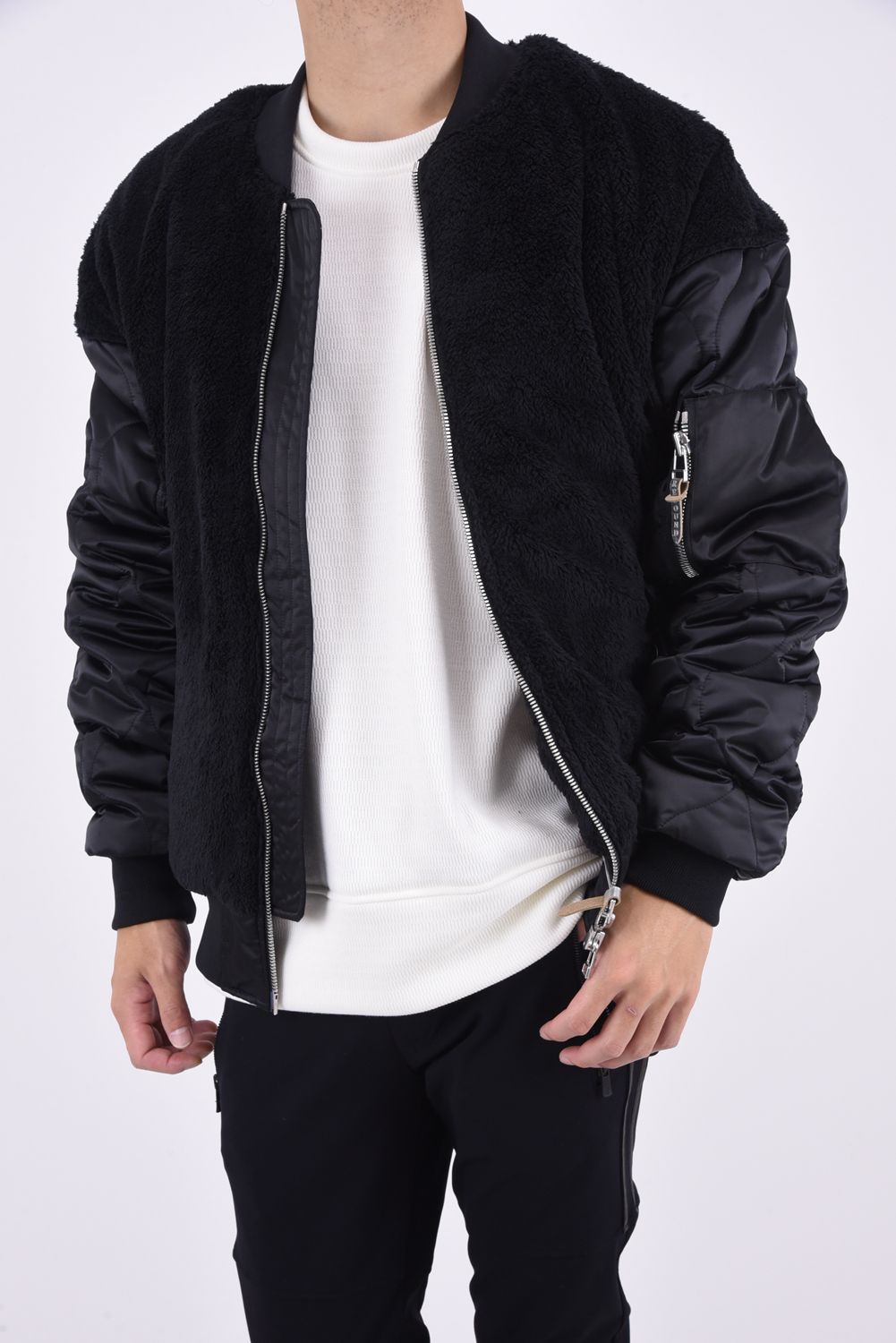 DAVID JACKET / ドロップショルダー フライトジャケット ボアブラック