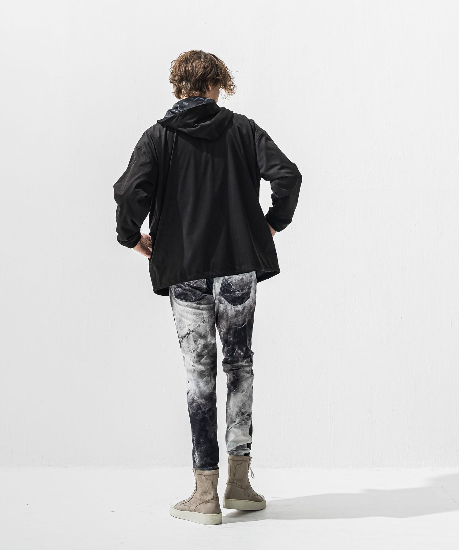CHRIS EASY TUCK PANTS / ハイテンショントリコット スラックスイージータックパンツ (マーブルブラック) (1月上旬入荷予定) ※オーダー締切:9月7日(月)17時