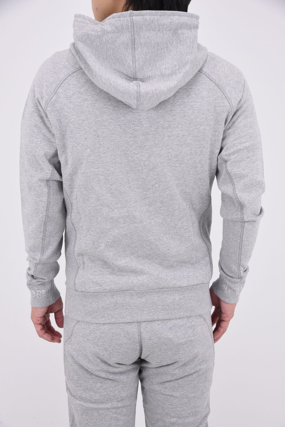 HOODIE WITH RHINESTONE CUFFS / ラインストーンカフスウェットジップパーカー (グレー)
