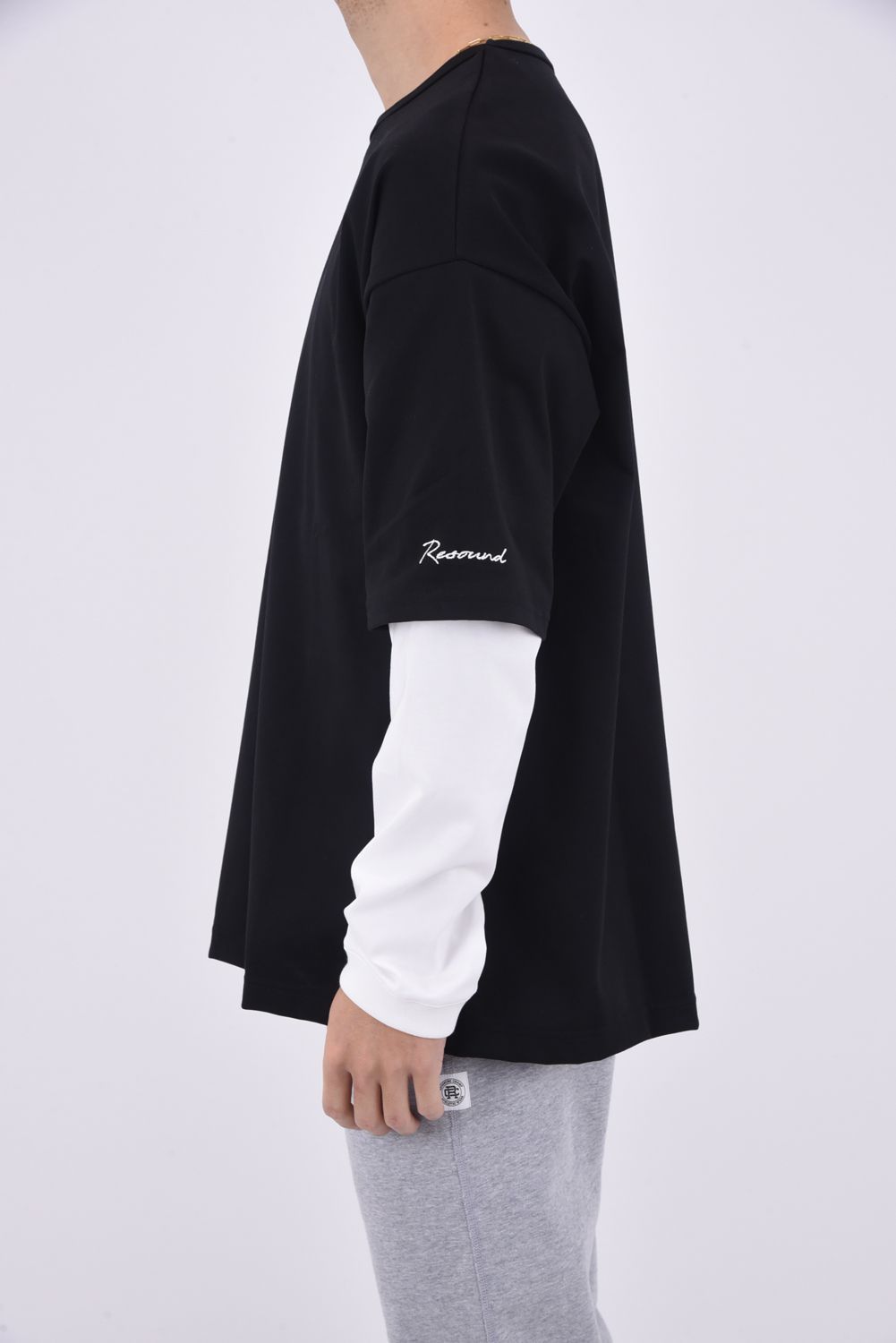 FAKE LAYERED LONGSLEEVE / ロングスリーブフェイクレイヤードTシャツ ブラック / ホワイト