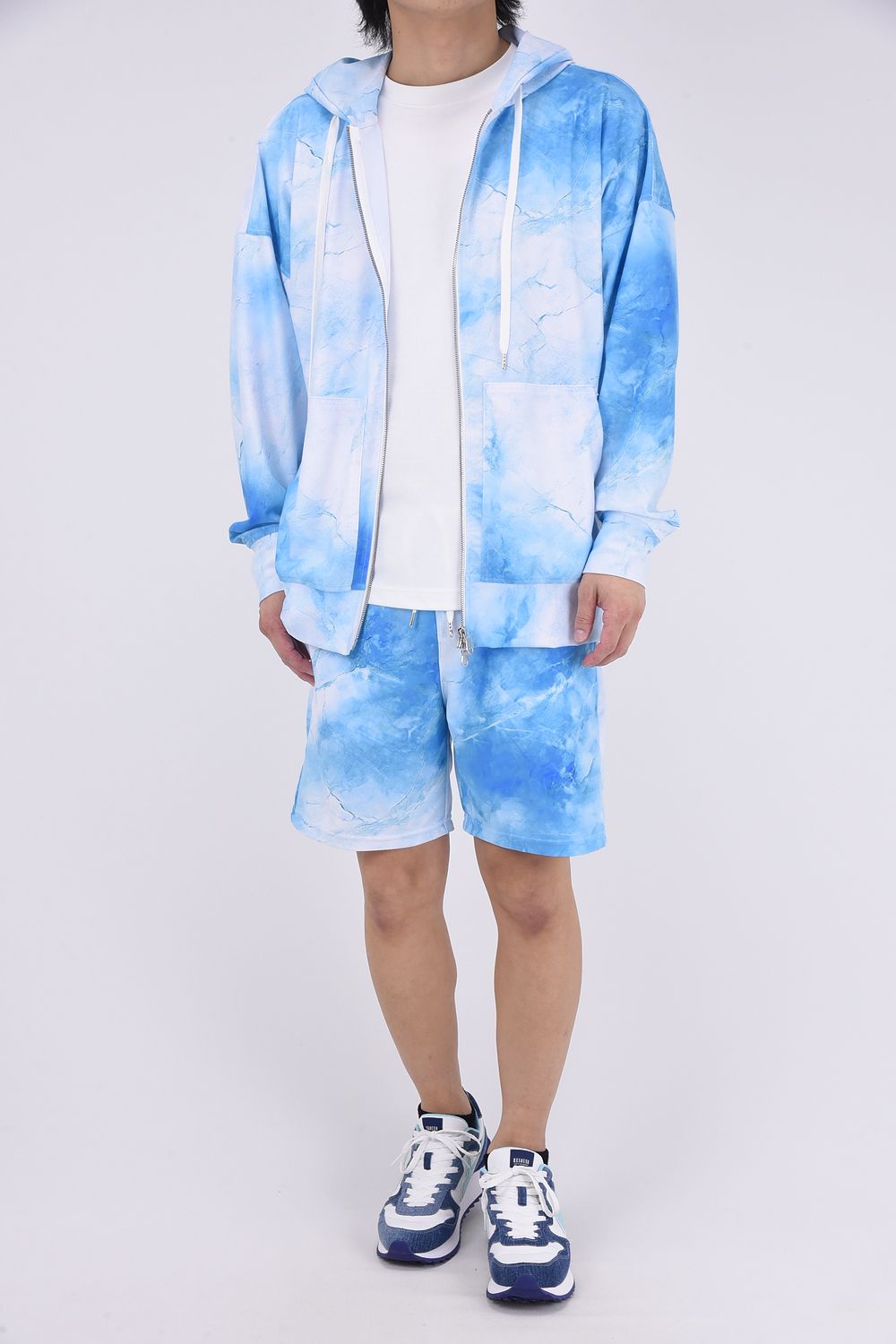RUSH  OVER  ZIPUP HOODIE / ラッシュオーバー ジップアップパーカー マーブルブルー