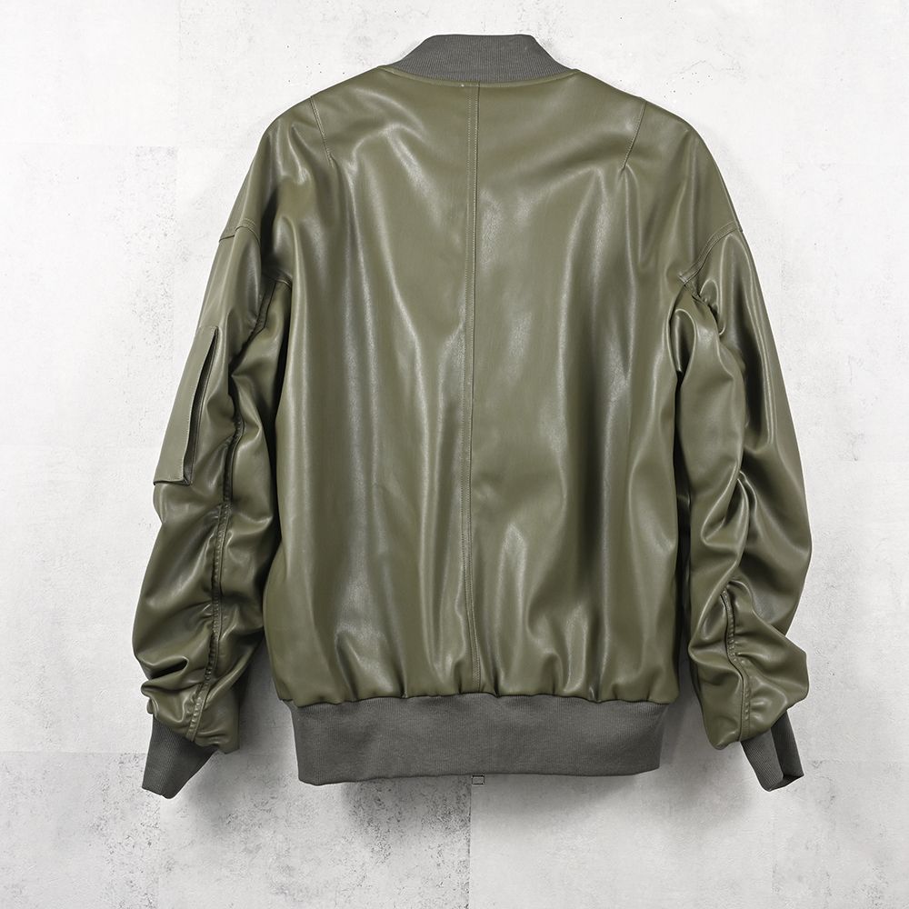 David JACKET / ドロップショルダー エコレザーフライトジャケット (カーキ) (9月末入荷予定) ※オーダー締切:5月23日(土)17時