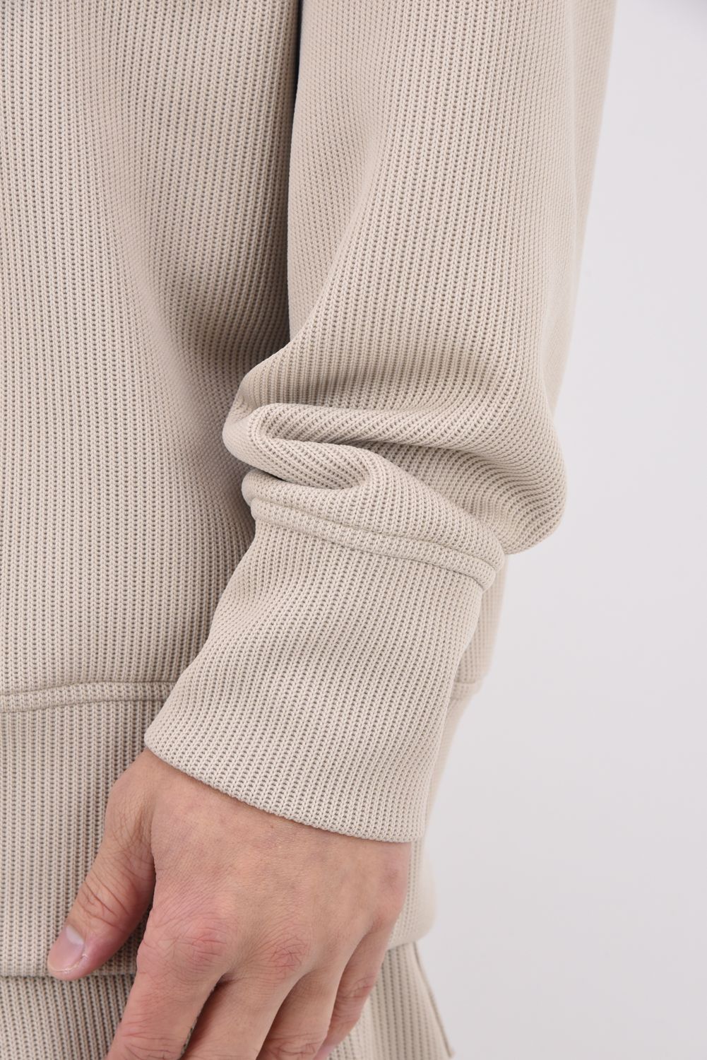 【26SS 39th】 AZE MILITARY DROP TRAINER / 畦編みニット フラップポケット スウェット (グレージュ)