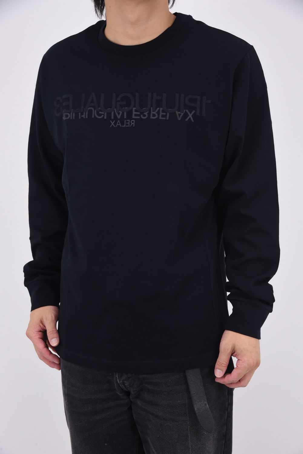 APPLIQUE LONG T-SHIRT / アップリケ ロングTシャツ (ブラック)