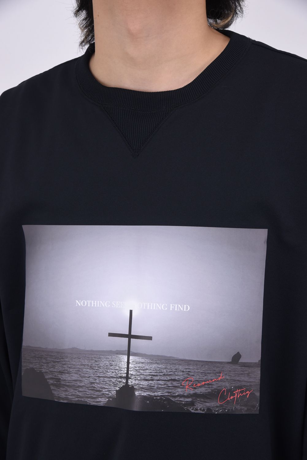 EX SWEAT PHOTO DROP TRAINER / 高機能裏毛 ヴィンテージ フォト ルーズトレーナー ブラック