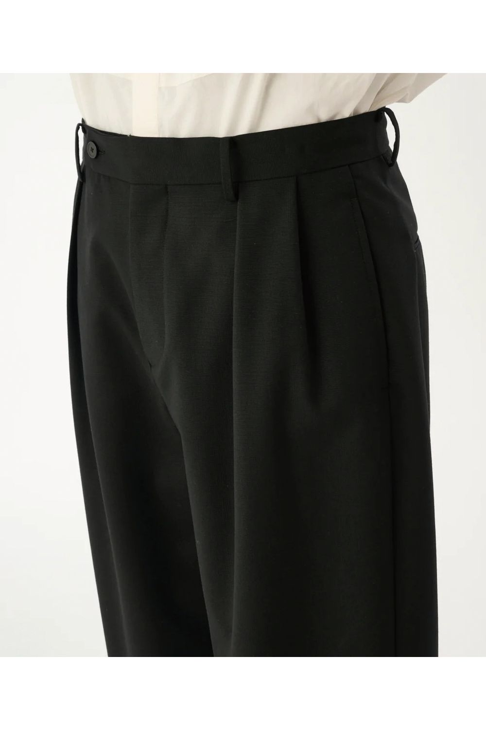 WOOL CLAMSKIN / ウール カームスキン テーパードパンツ (ブラック)