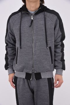 【LEON10月号掲載】【26AW】 ICON JACKET / ウール混 ツートーン ジップアップ スウェットパーカー (グレー)