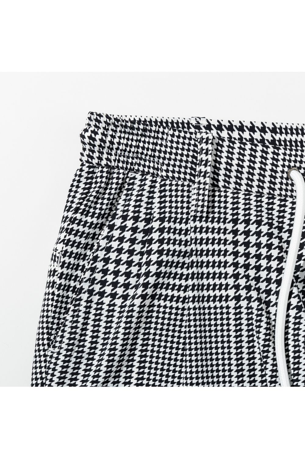 【26SS】 GLEN CHECK NYLON SLACKS / グレンチェック イージースラックス (ホワイト/ブラック) (2月上旬入荷予定)