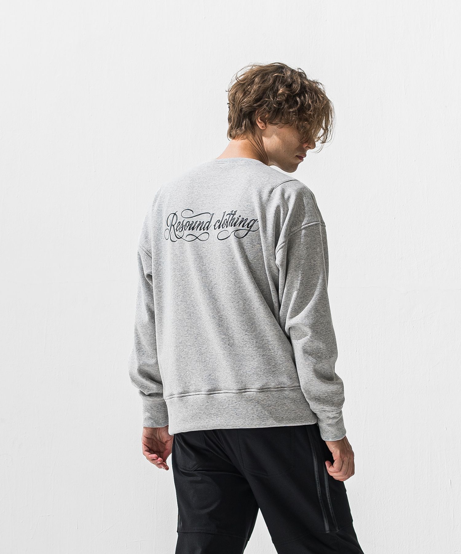 PIN ST RC VELOURS FLEECE DROP TRAINER / ピンストライプロゴ 裏起毛 ルーズトレーナー (グレー) (11月上旬入荷予定) ※オーダー締切:9月7日(月)17時