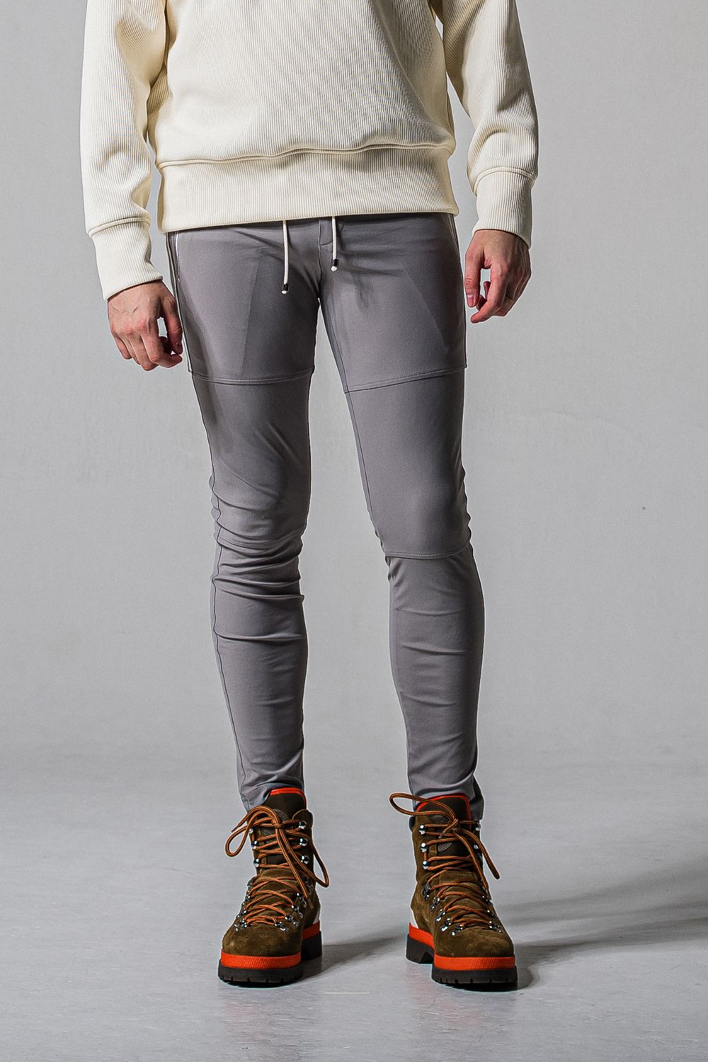 Johnson LINE NYLON PT / 【定番】 ナイロンマイクロファイバー ジョンソンラインパンツ (グレー/ホワイト) (3月上旬入荷予定)