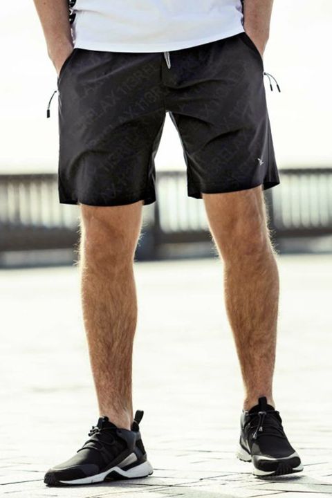RUNNING DIAGONAL LOGO  SHORT PANTS  / ランニング ダイアゴナル ロゴ ショートパンツ ブラック
