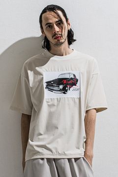 CAR OVERNYLON T / ナイロントリコット フォトプリント オーバーサイズ Tシャツ (グレージュ) (4月上旬入荷予定) ※オーダー締切12/13(土)17:00