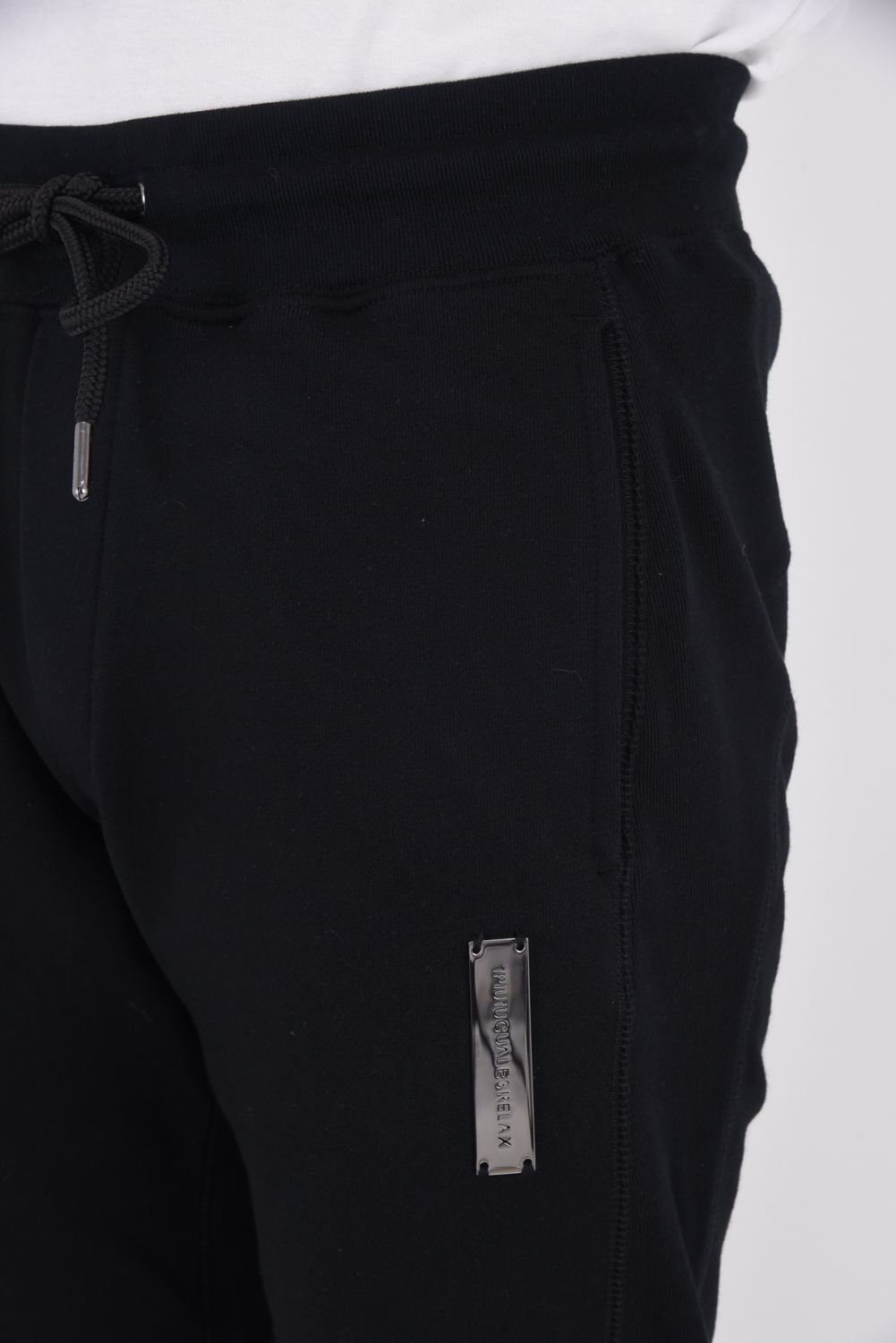 【25AW】 GLITTER ZIP + PLATE JOGGER PANTS / シルバーロゴプレートスウェットロングパンツ (ブラック)