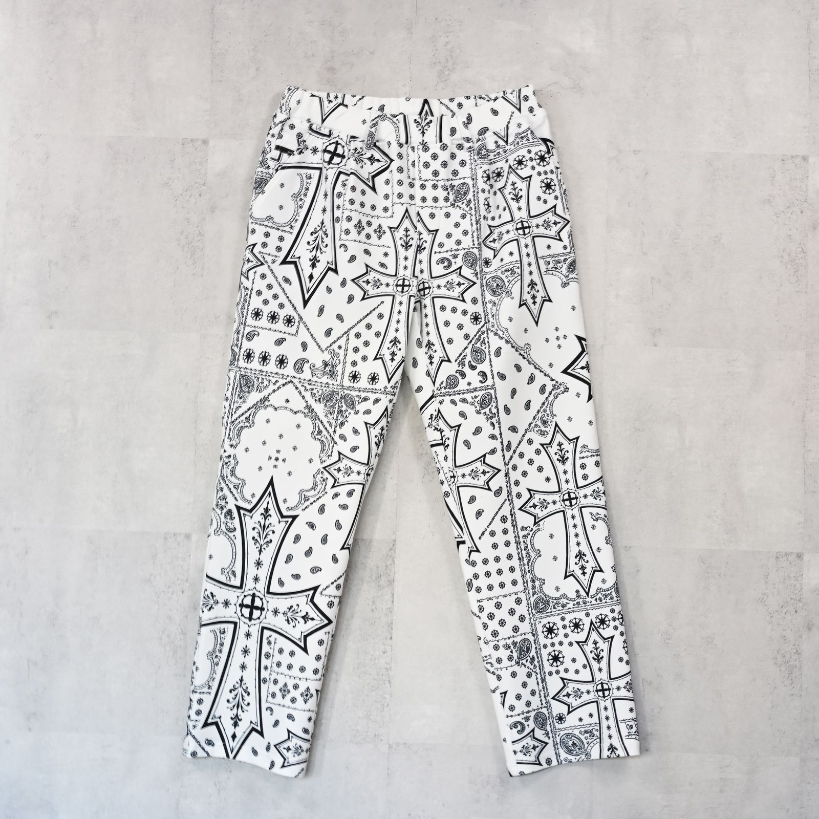 CHRIS EASY WIDE TUCK PANTS / ハイテンショントリコット ワンタック セミワイド イージーパンツ (クロスホワイト) (1月上旬入荷予定) ※オーダー締切:9月7日(月)17時)