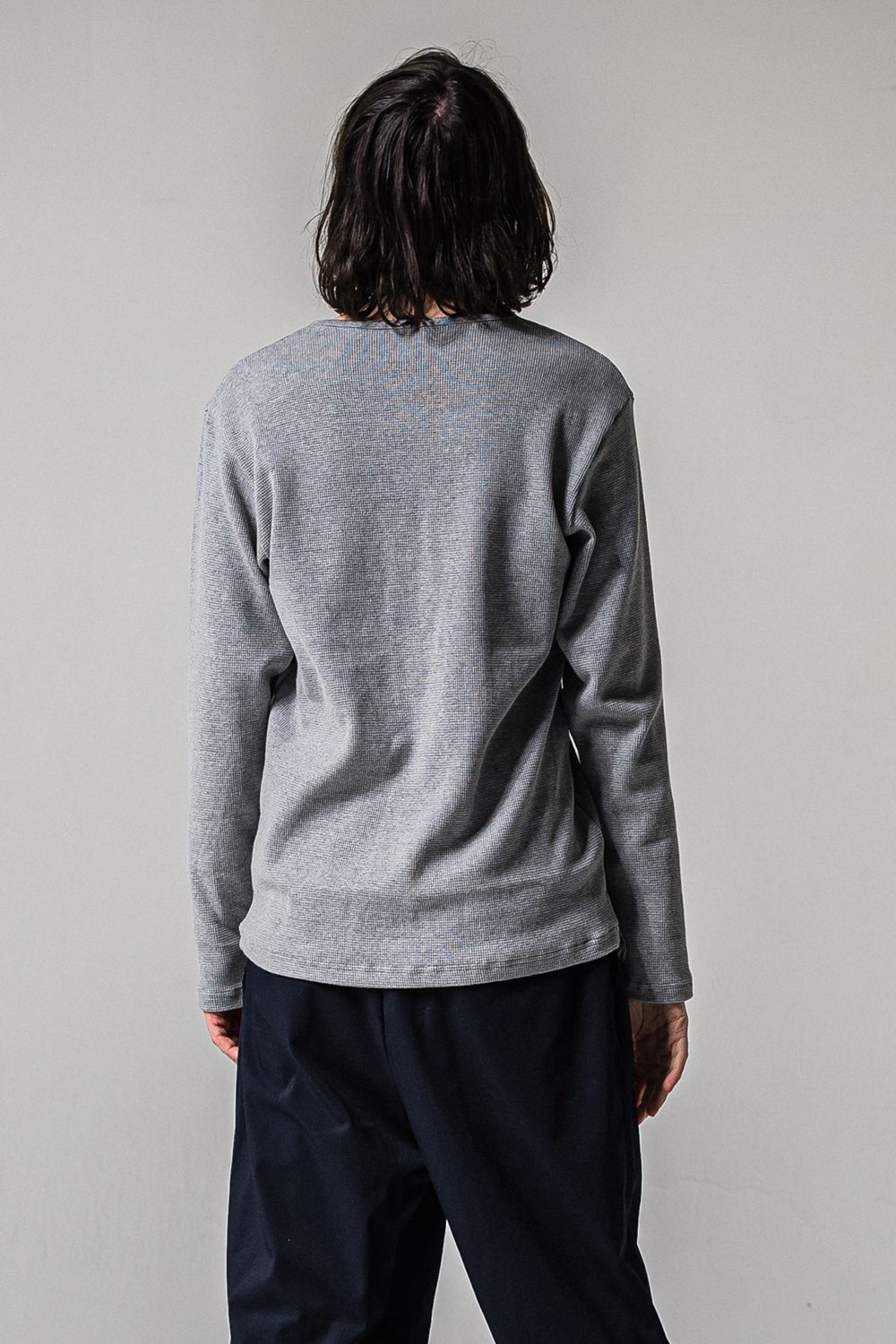 WAFFLE HENRY TEE / ワッフル ヘンリーTシャツ (グレー) (1月中旬入荷予定)