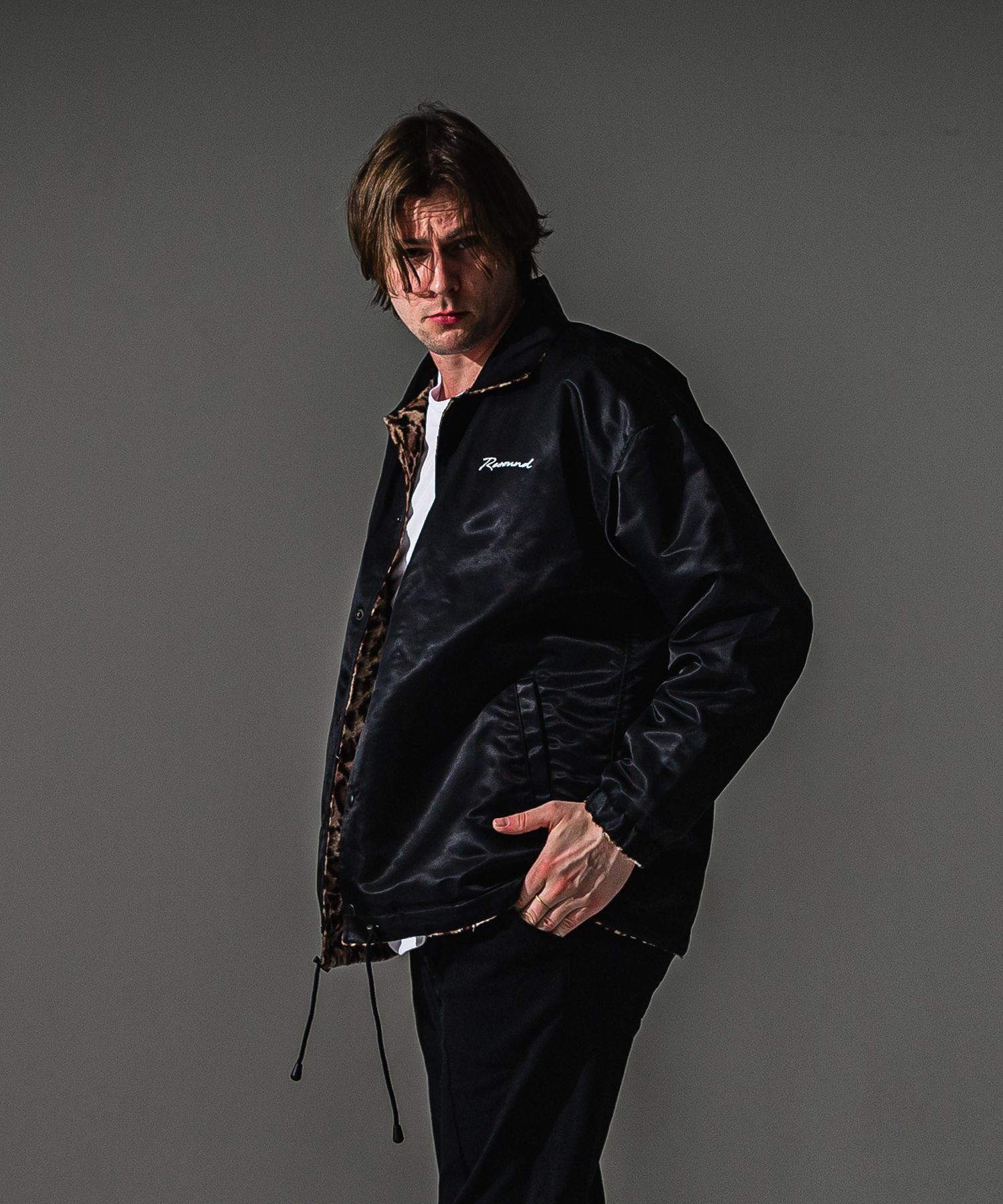 REV COACH JK / リバーシブル レオパード ナイロンコーチジャケット (ブラック) (9月末入荷予定) ※オーダー締切:5月23日(土)17時