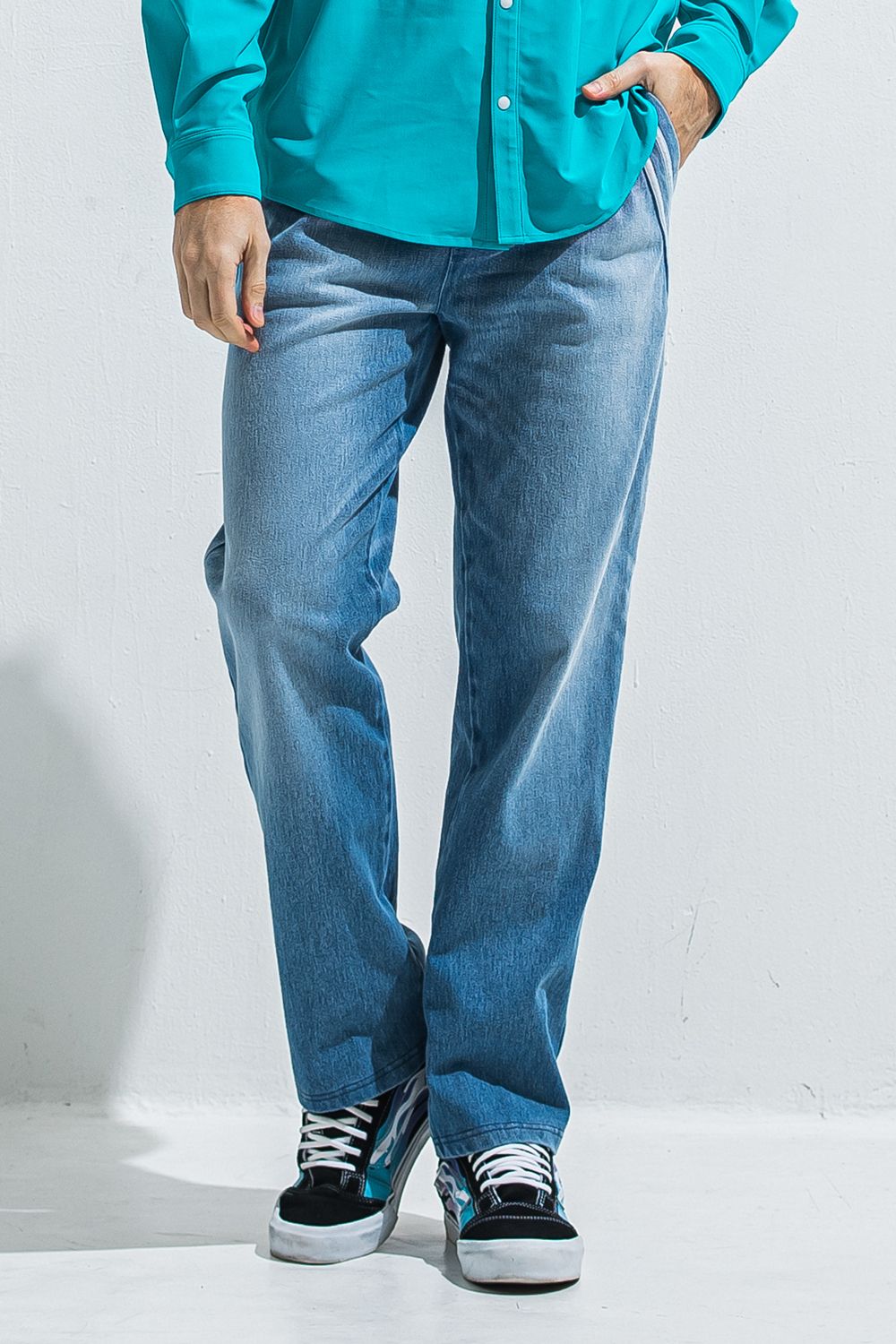 EDGE DENIM SEMI WIDE PT / エコレザーライン セミワイド イージーデニムパンツ (ライトインディゴ) (5月中旬入荷予定) ※オーダー締切:2月15日(日)18時