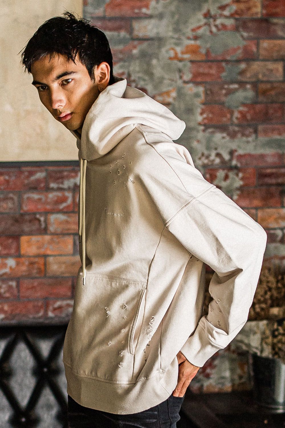 VINTEAGE LOOSE HOODIE / ルーズフィット パーカー クラッシュグレージュ