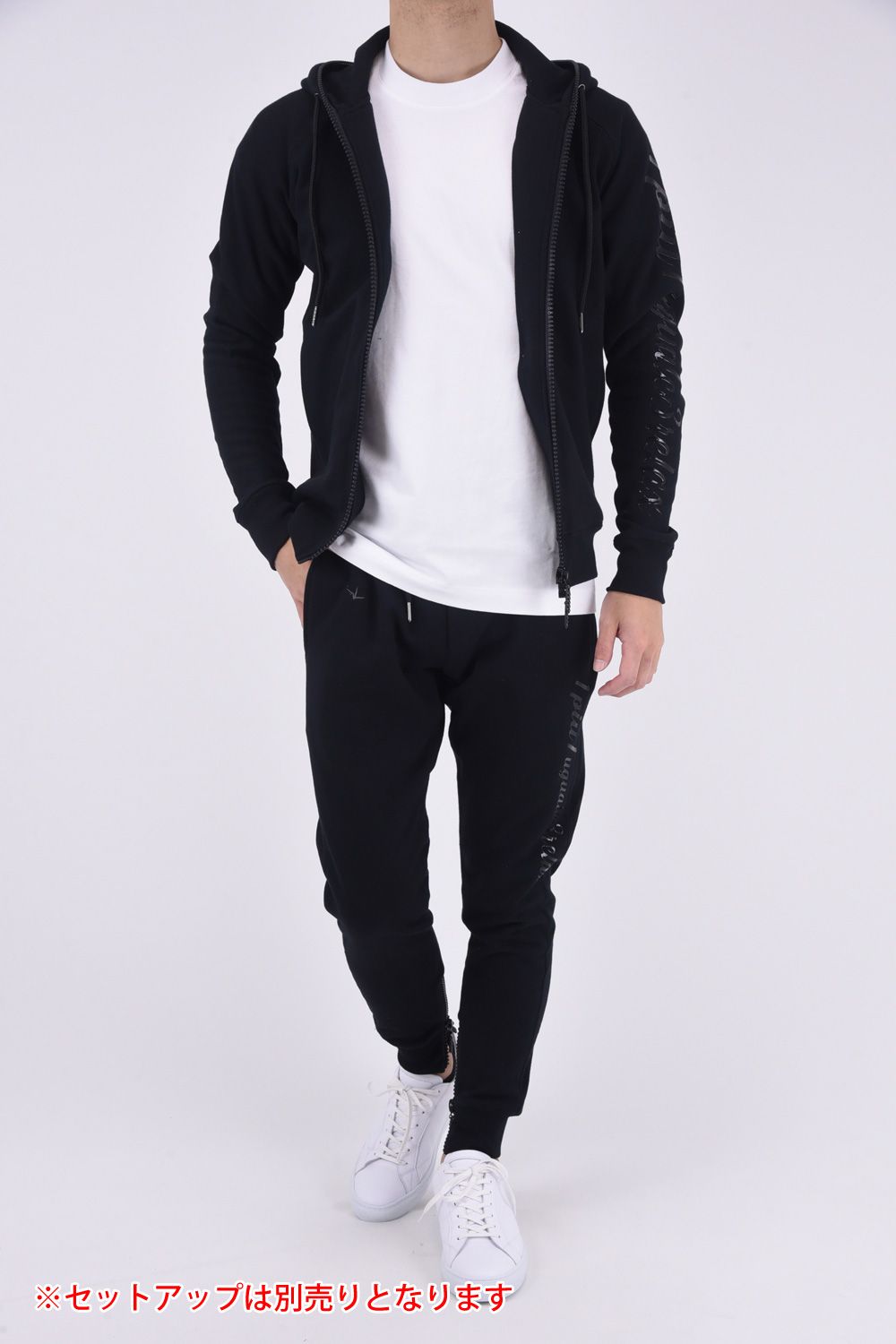 GLITTER ZIP LONG PANTS / グリッターロゴ ロングパンツ ブラック