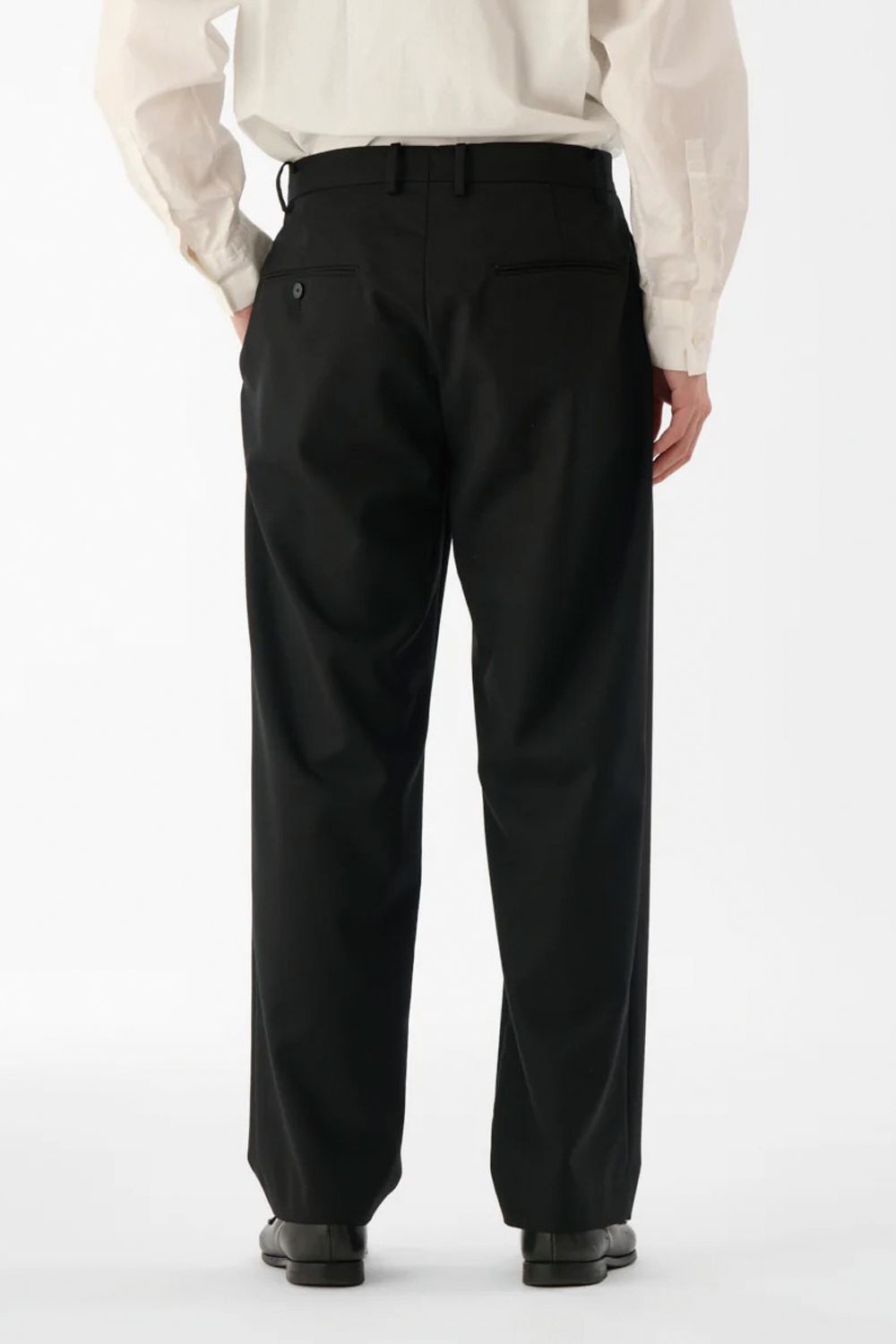 WOOL CLAMSKIN / ウール カームスキン テーパードパンツ (ブラック)