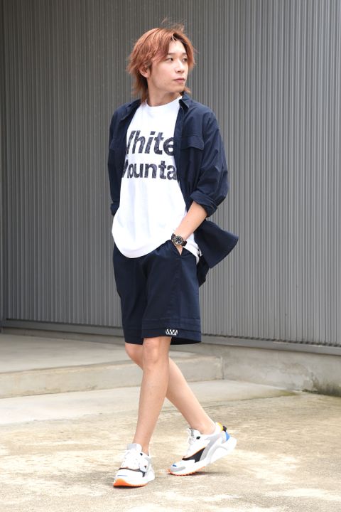【White Mountaineering】 シャツ×ショーツスタイル